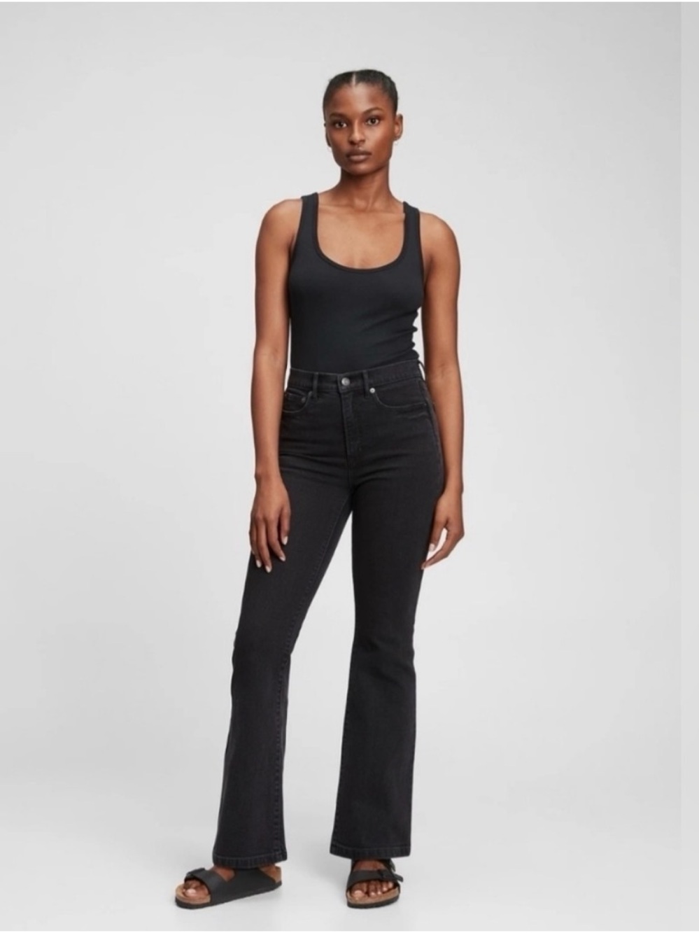 High-Rise Soft Black Flare Jeans - 4 Long